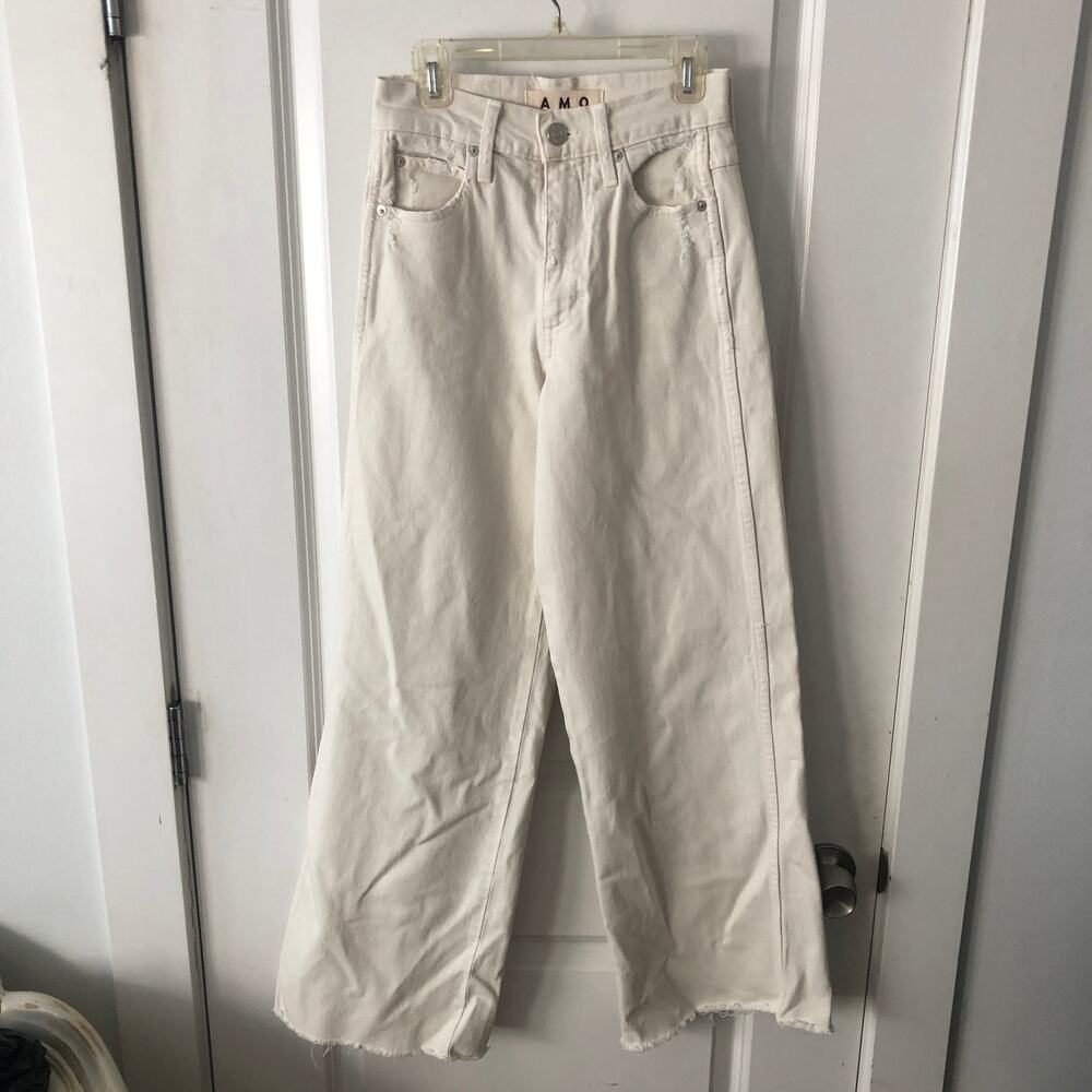 AMO Denim Women's Jeans size 23 Wide Leg Oak White Cream Color